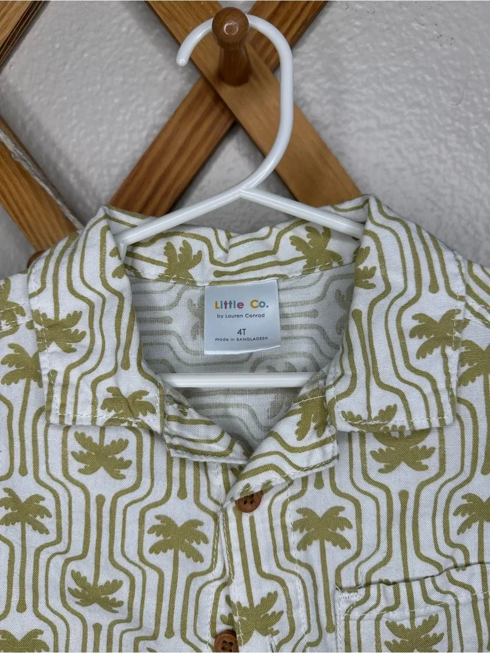 Palm-Print Short Set for Kids — Green/White